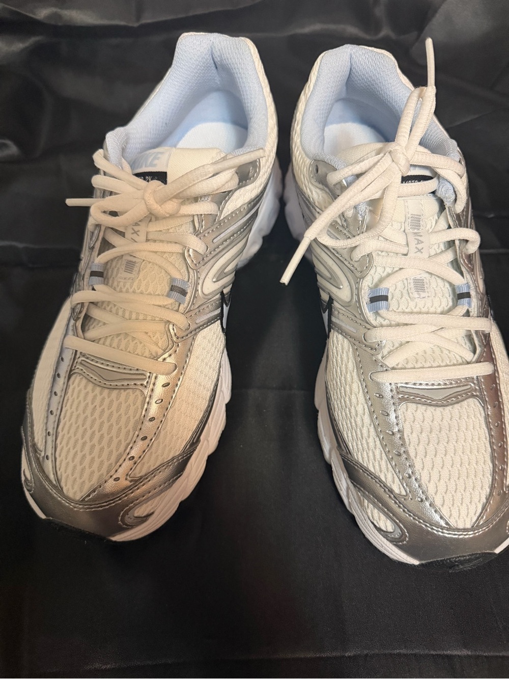 Nike Women's Air Max White and Silver Athletic Running Shoes
